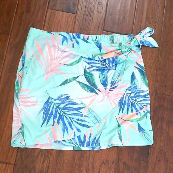 Reel Legends Tropical Leaf Print Mock Wrap Skirt size XL - Picture 1 of 6